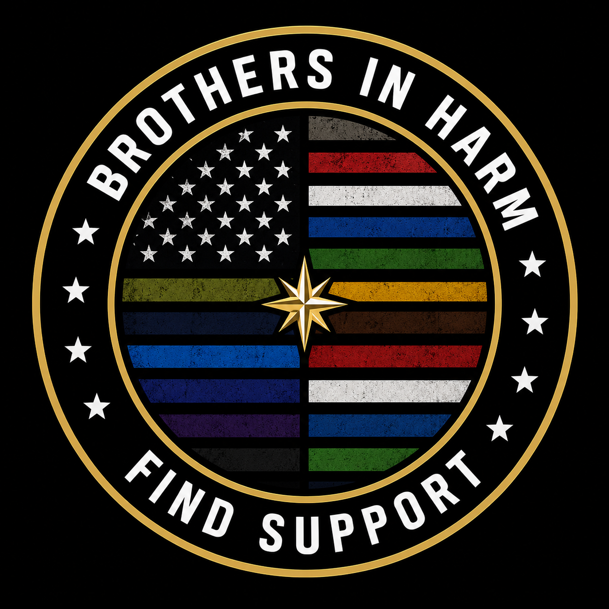 Brothers In Harm Find Support emblem